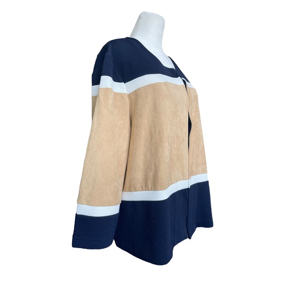 Chicos Travelers Collection Size 3 Mature Suede Colorblock Womens Cardigan XL 16 - Picture 6 of 9